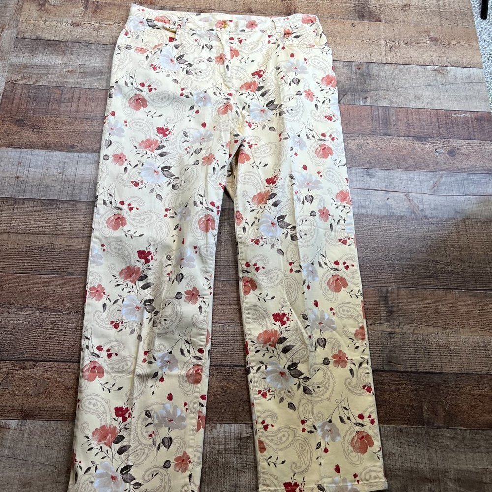 Christopher & Banks Yellow Floral Pants size 16 - Picture 2 of 4